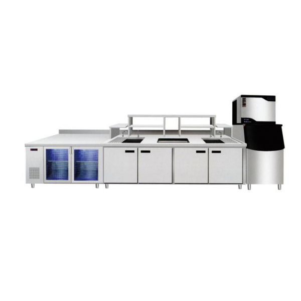 藍(lán)光冷藏柜+貢茶款奶茶吧臺(tái)+ST-500磅制冰機(jī)